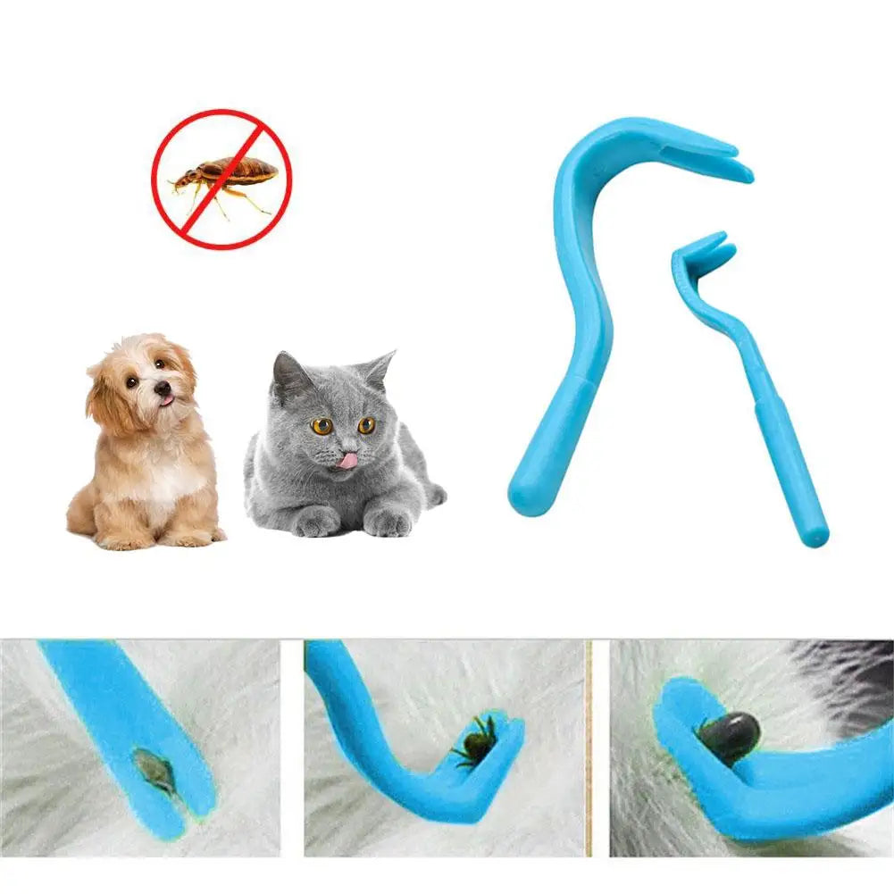 2PCS Pets Tick Removal Tool Dual Teeth Tick Twistered Cats Dogs Cleaning Supplies Mites Twist Hook Remover Hook Pet Supplies