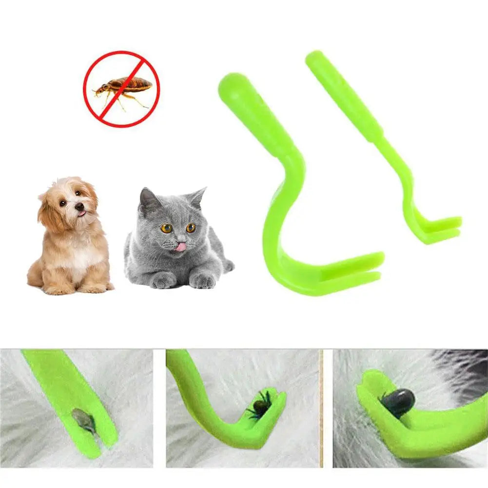 2PCS Pets Tick Removal Tool Dual Teeth Tick Twistered Cats Dogs Cleaning Supplies Mites Twist Hook Remover Hook Pet Supplies