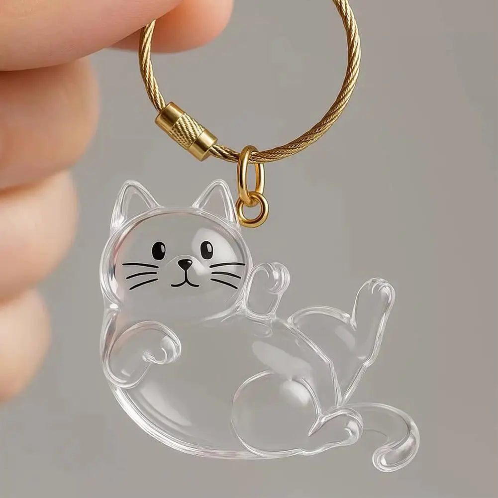NEW Transparent Acrylic Keychain Cat Hair Storage Capsule Handmade Animal Shaped Rabbit Hair Storage Box Cute Portable