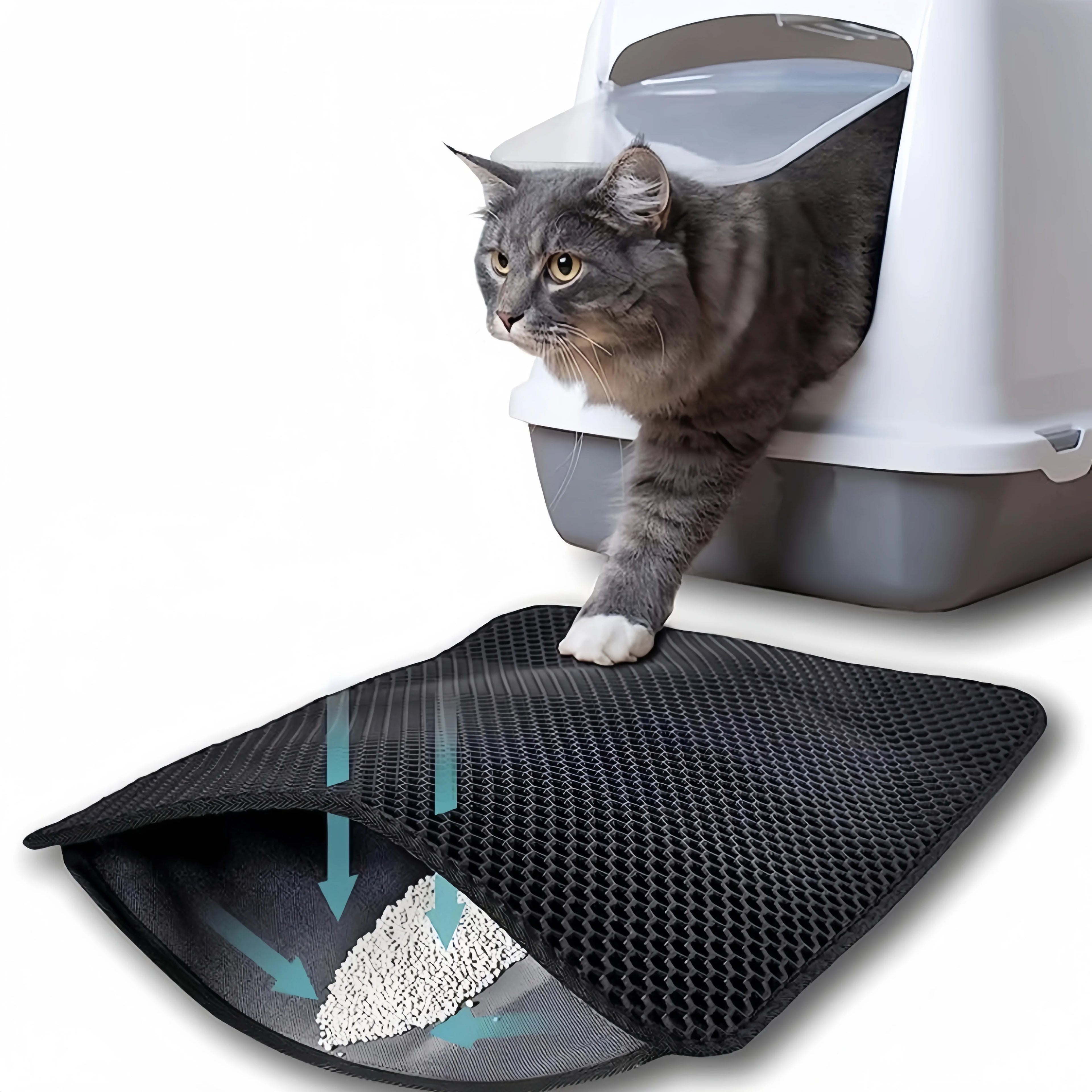 Tapis de Litière pour Chat Grande Taille – Double Couche Imperméable et Antidérapant