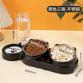 Cat Bowl Slanted Mouth Dog Bowl Cat Rice Bowl Double Bowl Stainless Steel Automatic Refilling Pet Bowl Three In One Drinking Fee