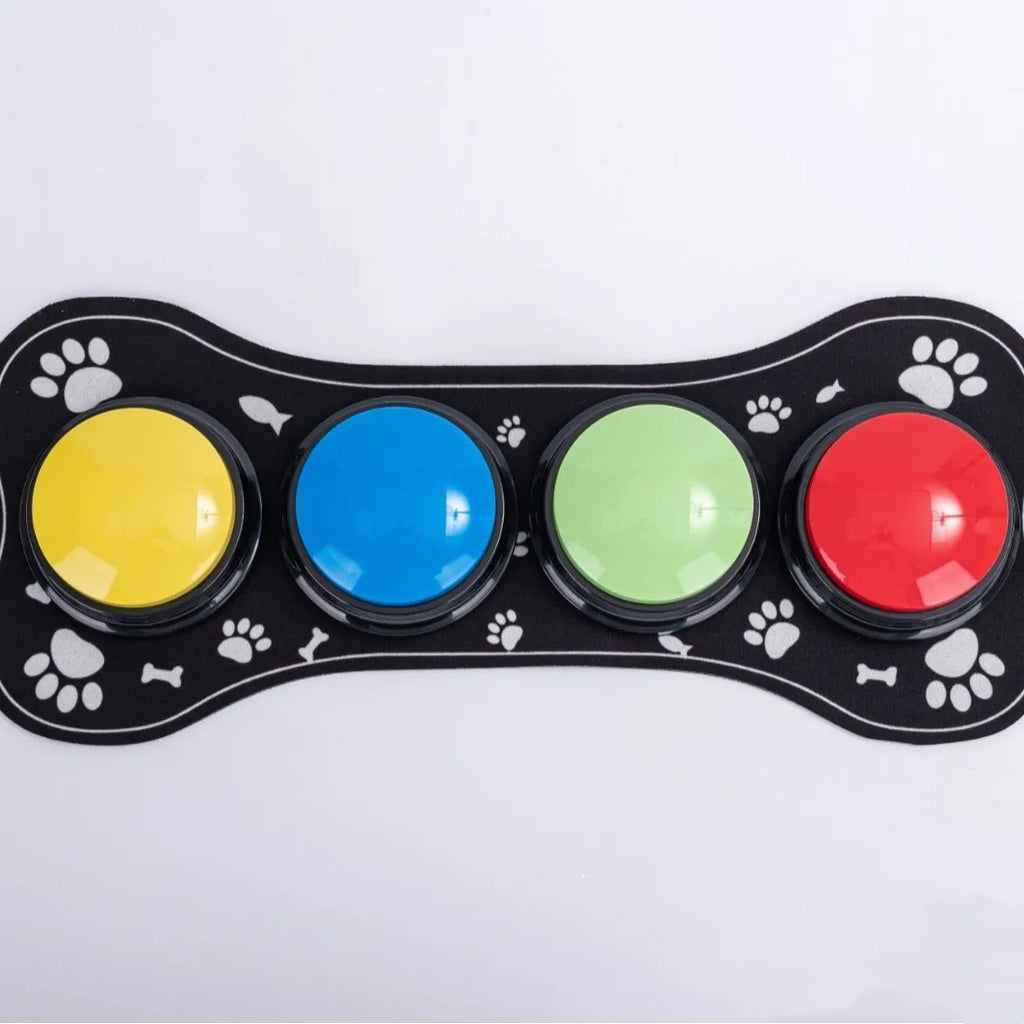 4PCS Dog Button Dog Communication Buttons With Nonslip Mat Voice Recording Button For Pet Training Pet Toy Cat Dog Squeak Toy