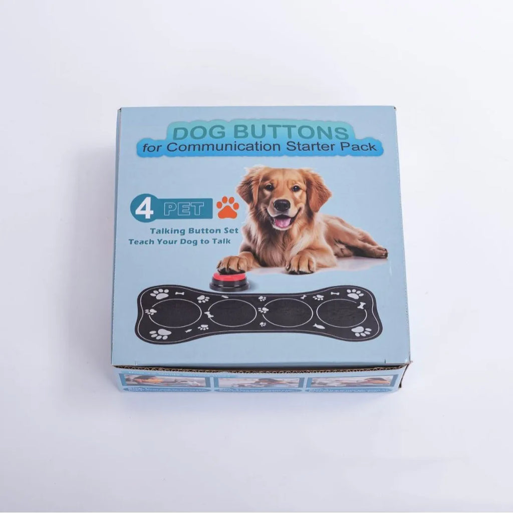 4PCS Dog Button Dog Communication Buttons With Nonslip Mat Voice Recording Button For Pet Training Pet Toy Cat Dog Squeak Toy