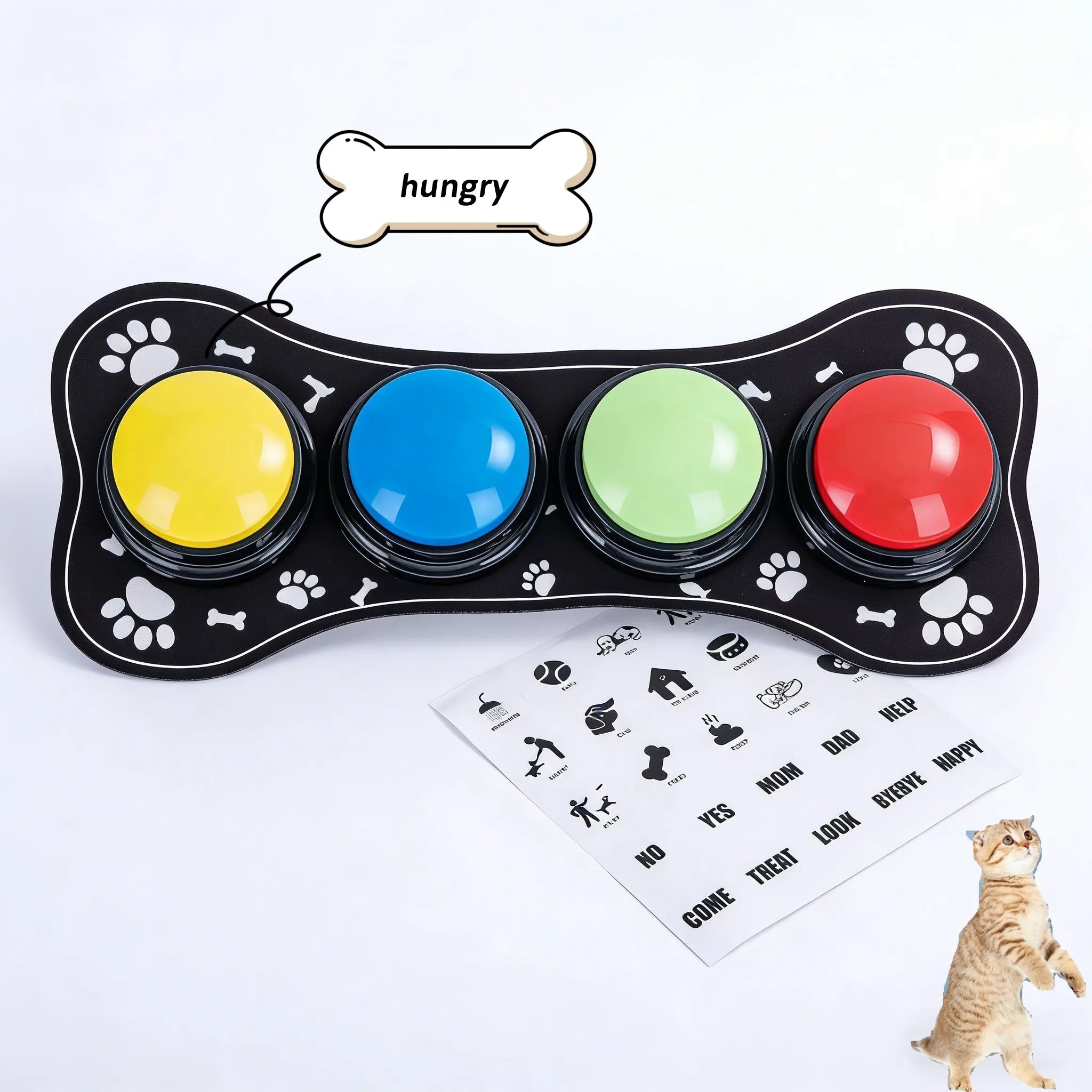 4PCS Dog Button Dog Communication Buttons With Nonslip Mat Voice Recording Button For Pet Training Pet Toy Cat Dog Squeak Toy