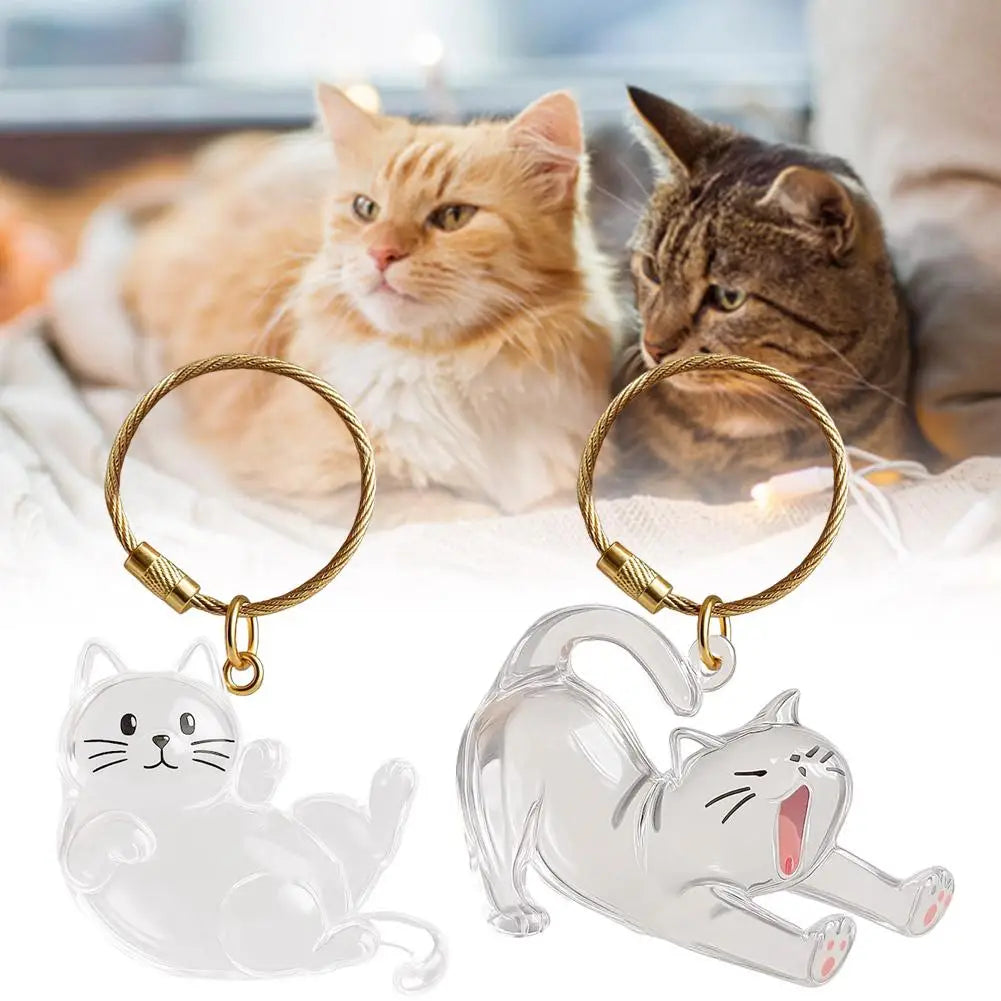 NEW Transparent Acrylic Keychain Cat Hair Storage Capsule Handmade Animal Shaped Rabbit Hair Storage Box Cute Portable