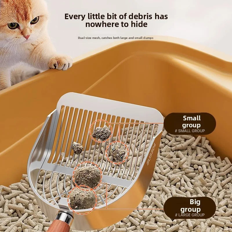 Extra Large Stainless Steel Cat Litter Scoop Fine Hole Design for Easy Clumping Litter Cleaning