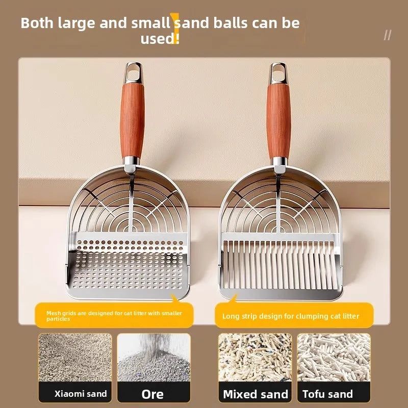 Extra Large Stainless Steel Cat Litter Scoop Fine Hole Design for Easy Clumping Litter Cleaning