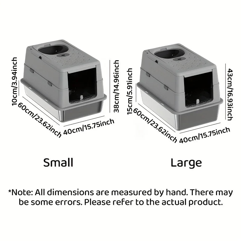 New Stainless Steel Cat Litter Box with Flip Cover Closed Design Easy to Clean Non-Slip Mat Indoor Cats Pet Supplies