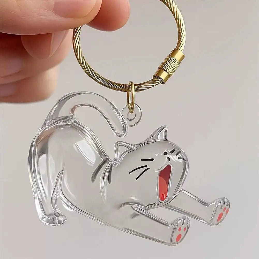 NEW Transparent Acrylic Keychain Cat Hair Storage Capsule Handmade Animal Shaped Rabbit Hair Storage Box Cute Portable
