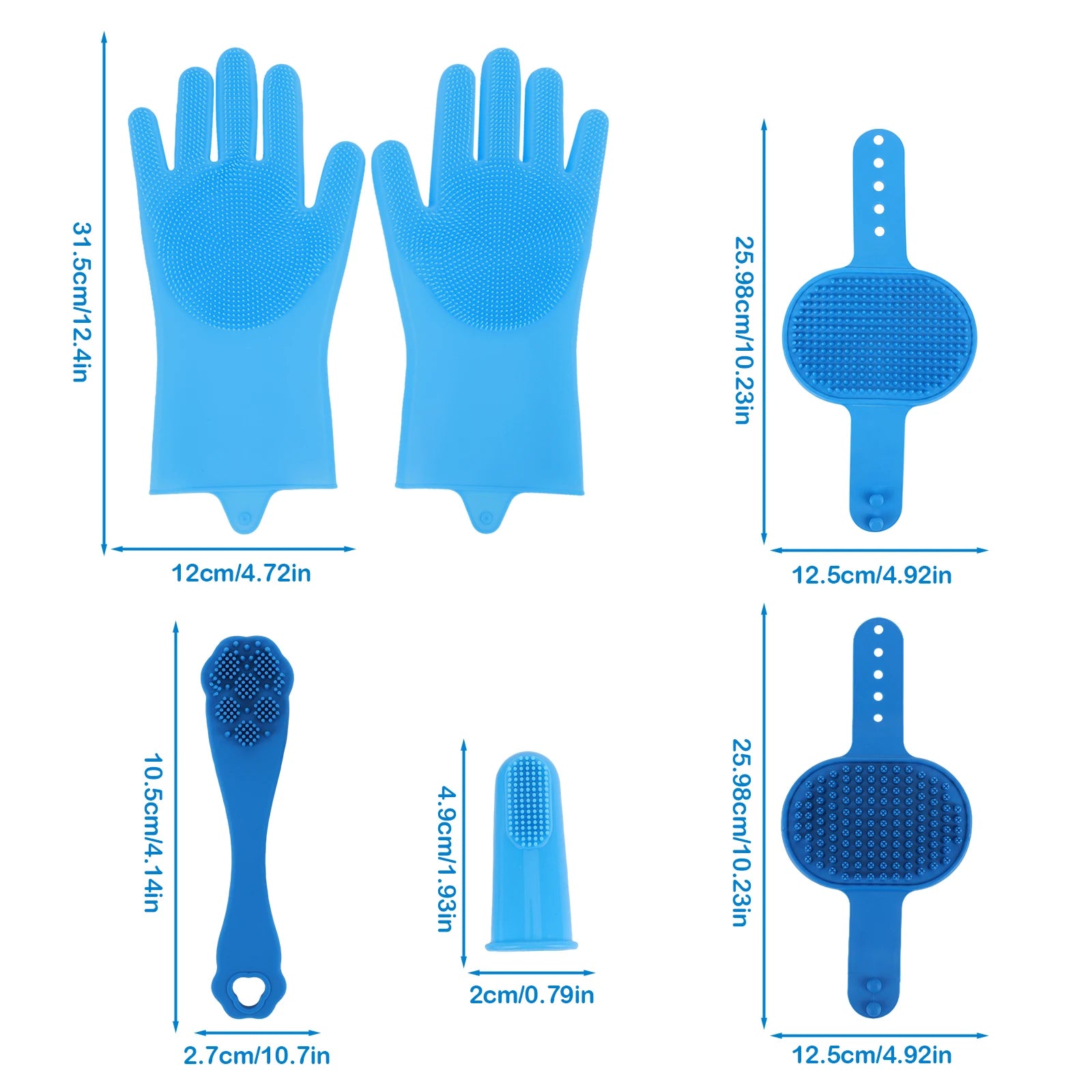 6PCS Pet Grooming Kit Silicone Dog Washing Gloves Dog Bath Gloves Pet Grooming Gloves for Dog Cat Bathing Massaging & Grooming