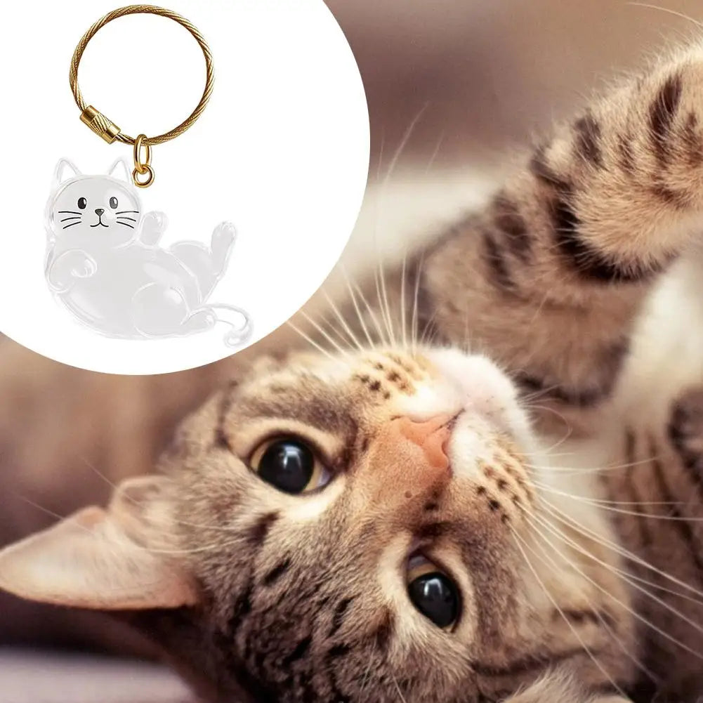 NEW Transparent Acrylic Keychain Cat Hair Storage Capsule Handmade Animal Shaped Rabbit Hair Storage Box Cute Portable