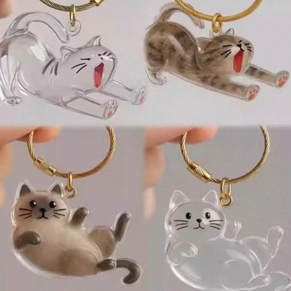 NEW Transparent Acrylic Keychain Cat Hair Storage Capsule Handmade Animal Shaped Rabbit Hair Storage Box Cute Portable